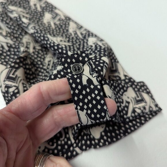 Pixley Size Small Black and Cream Elephant Print Blouse - Picture 10 of 13